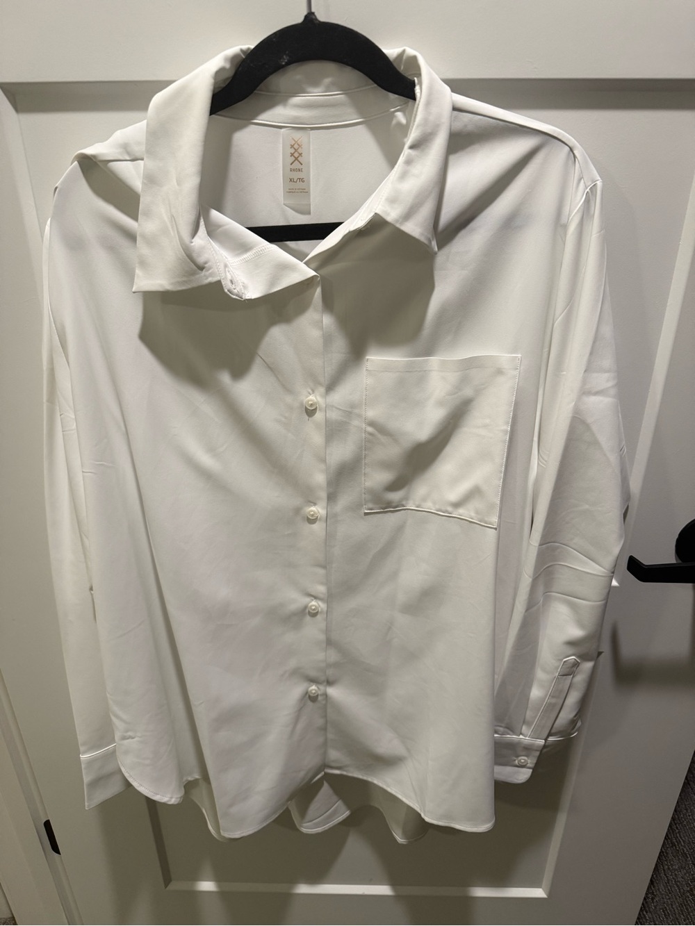 Rhone Mirage Oversized Buttondown Shirt Womens XL White Stretch Performance NWT